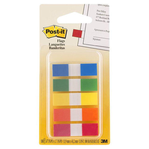 3M 683-5CF Post-it Page Flags in Portable Dispenser, Assorted Primary, 20 Flags/Color