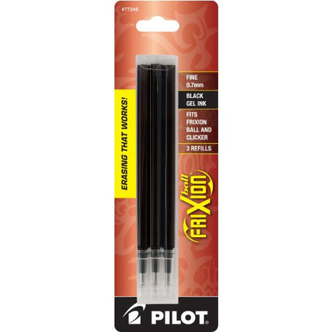 Pilot FriXion Gel Ink Pen Refill, 3-Pack Pouch for Erasable Pens, Fine Point, Black Ink (77348)