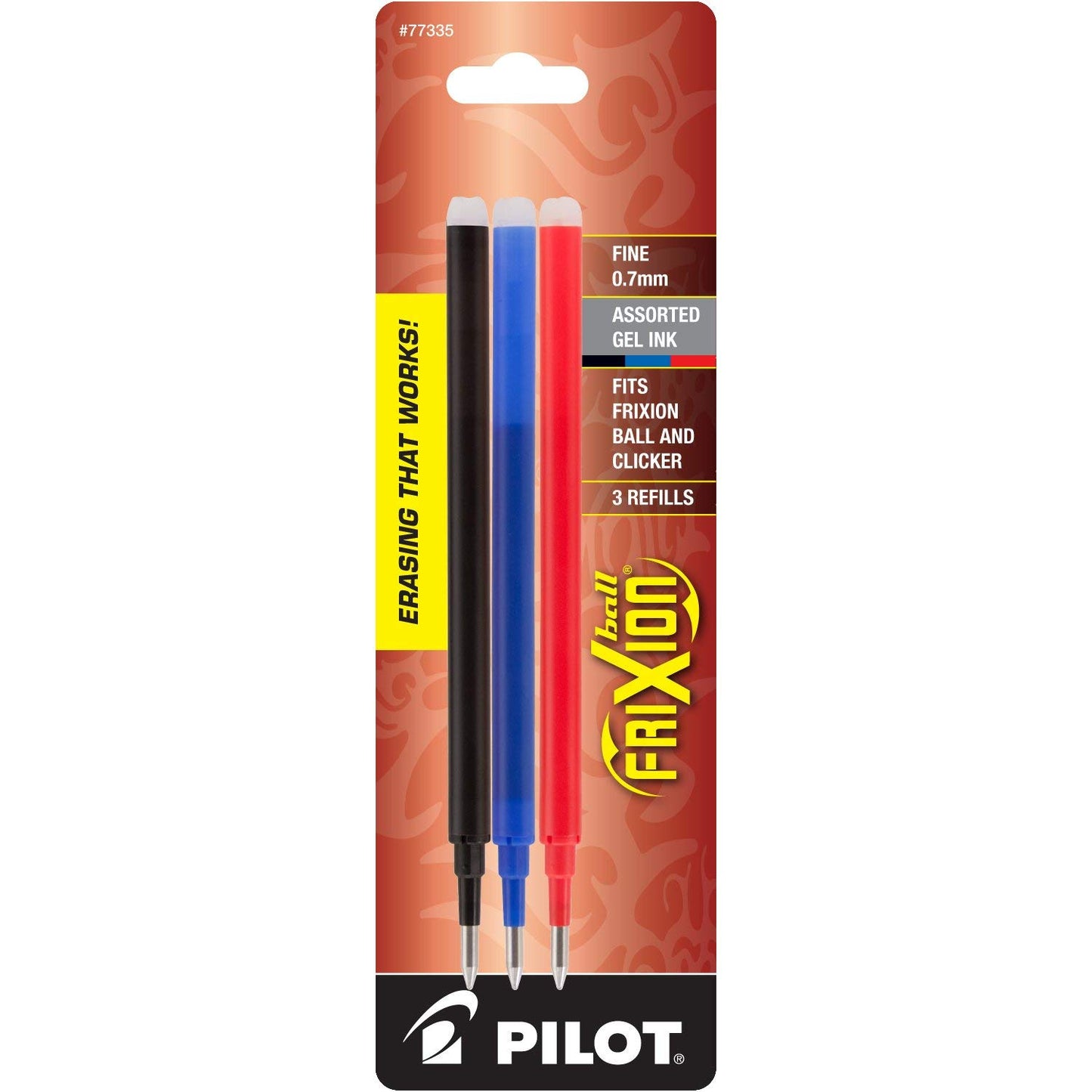 Pilot FriXion Gel Ink Pen Refills, Fine Point, 3-Pack