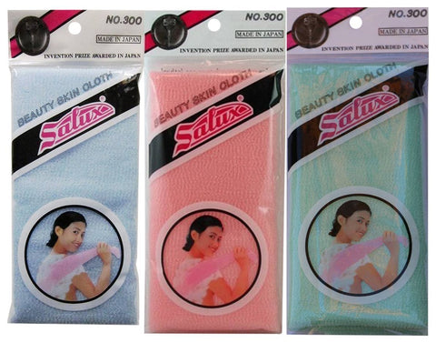 LuPro #Bath-SLX300 Japanese Nylon Beauty Skin Bath Wash Cloth - Turquoise Blue, Peach Pink and Aquamarine Green