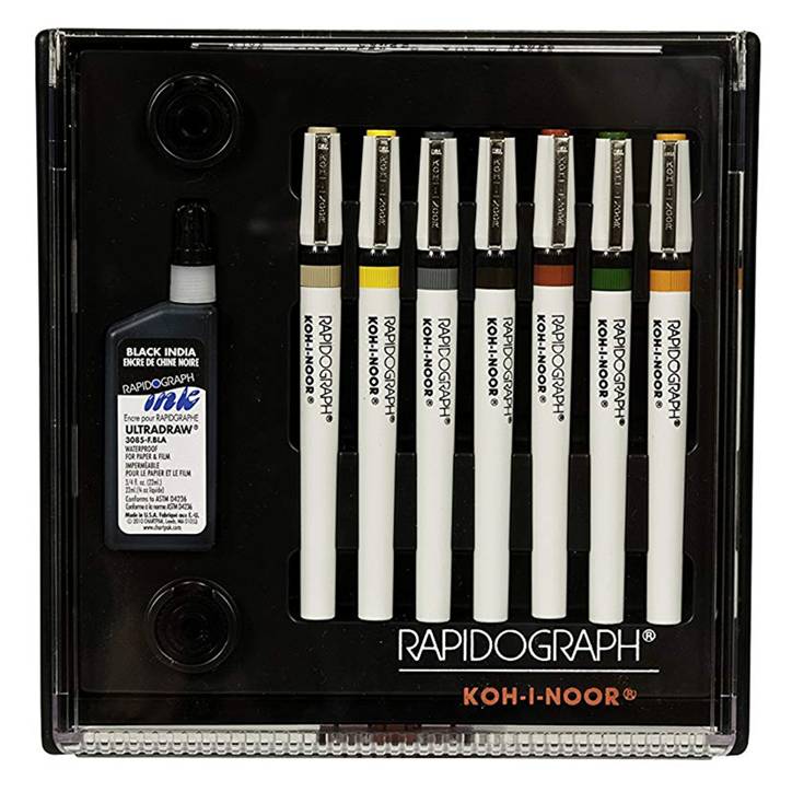 Koh-I-Noor 3165SP7 Rapidograph 7 Pen Slim Pack