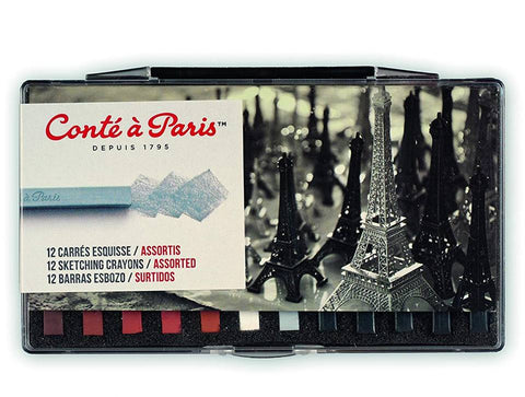 Conté à Paris 50150 Sketching Crayons Set with 12 Assorted Colors