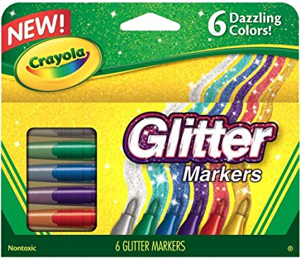 Crayola 58-8629 Glitter Markers, 6 Count