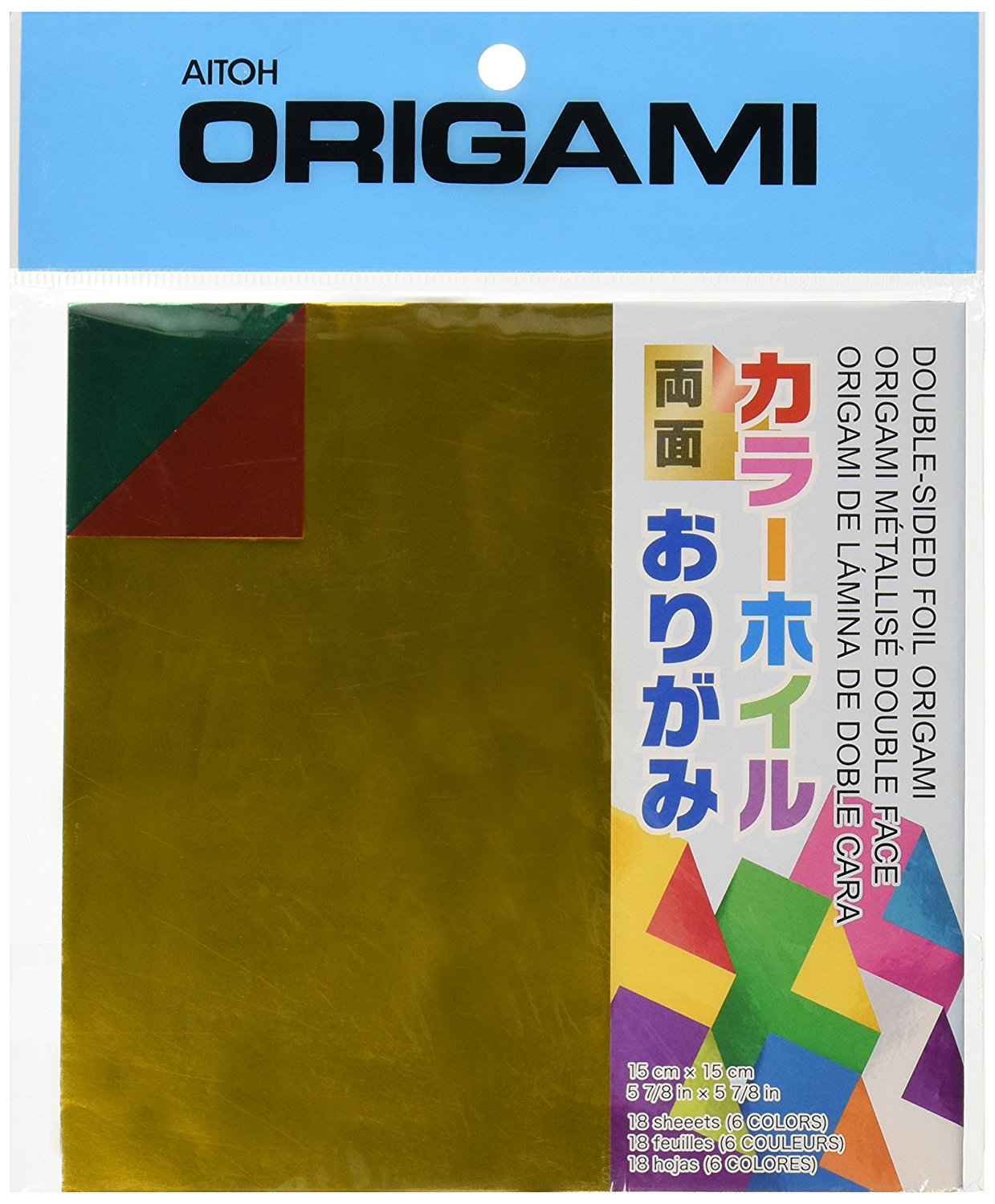 Aitoh DSF-2 Double Sided Foil/Foil Origami Paper, 6 Inch Square, 18 Sheets
