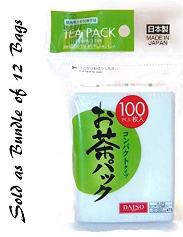 Daiso Japan Loose Tea Filter Bag, Hard Type, 100-Pack, Bundle of 12 Bags