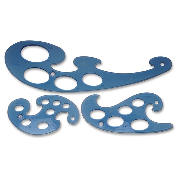 Helix 21561 French Curves, Set of 3, Blue Tint