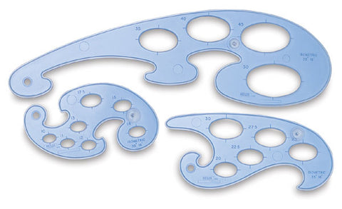 Helix 21561 French Curves, Set of 3, Blue Tint