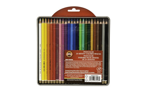 Koh-I-Noor FA3818.24OT Polycolor Artist Pencil Set in Tin, 24 Assorted Colored Pencils