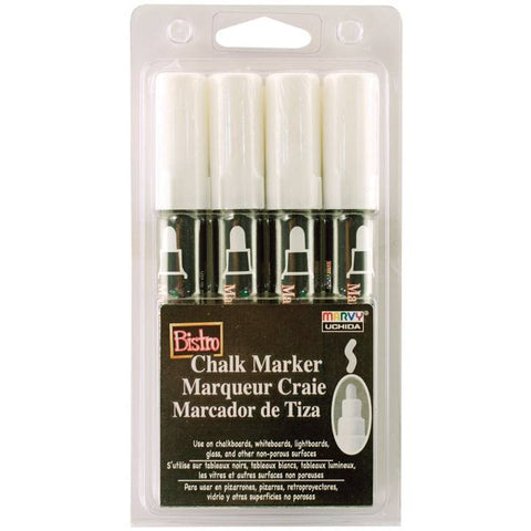 Marvy Uchida 480-4W 4-Piece Bistro Chalk Marker Set, 6mm Broad Tip