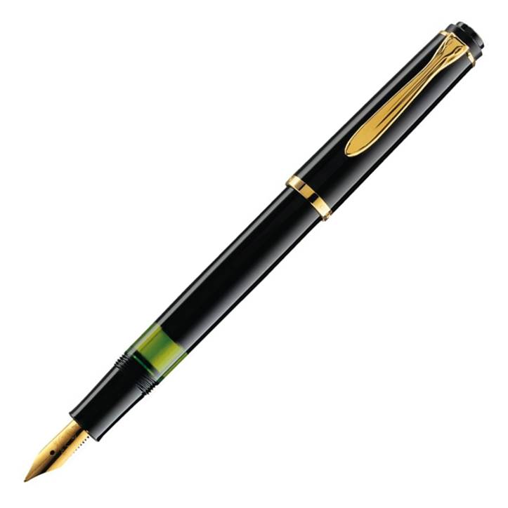 Pelikan 993543 Tradition M150 Black Fountain Pen, Medium Nib