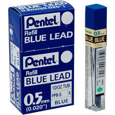 Pentel Color Lead Refills, Box of 12 Tubes, 144 Leads 0.5mm, Blue (PPB-5) 