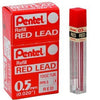 Pentel Color Lead Refills, Box of 12 Tubes, 144 Leads 0.5mm, Red (PPR-5) 