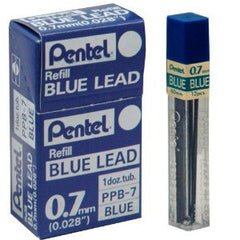 Pentel Color Lead Refills, Box of 12 Tubes, 144 Leads 0.7mm, Blue (PPB-7) 
