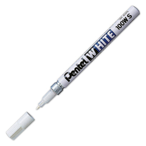 Pentel 100W-S Permanent Marker, White, Fine Point, 1 Pack