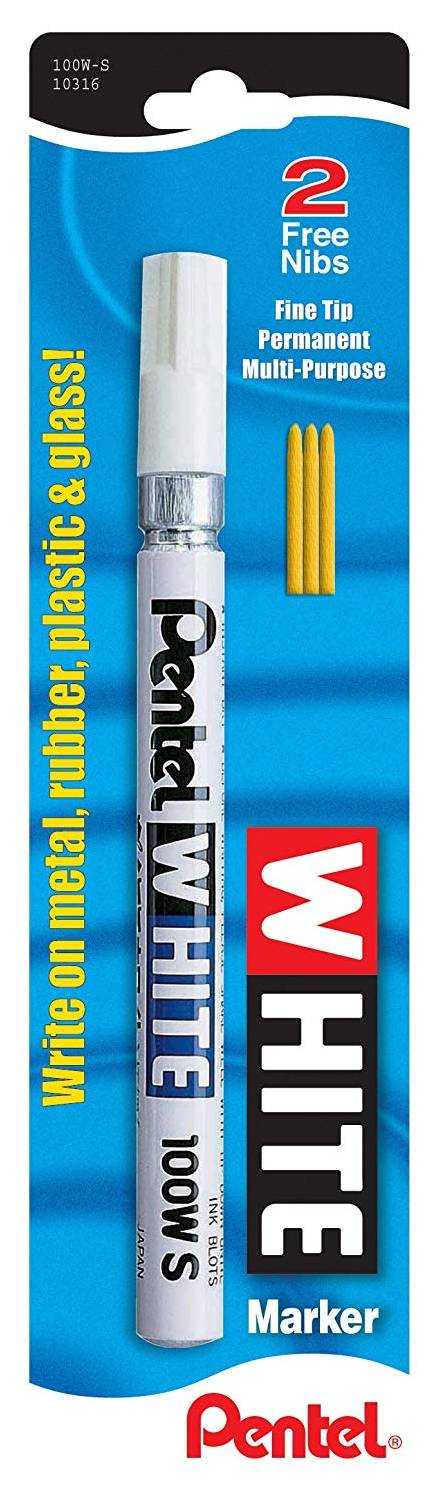 Pentel 100W-S Permanent Marker, White, Fine Point, 1 Pack