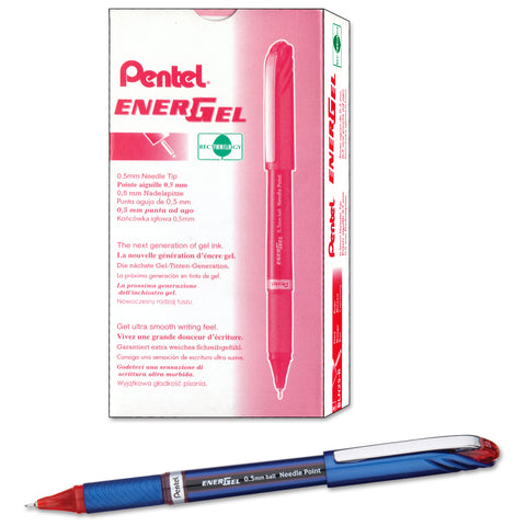 Pentel BLN25-A, BLN25-B, BLN25-C EnerGel NV Liquid Gel Pen, 0.5mm Needle Tip, Fine Line Capped, Dozen Box