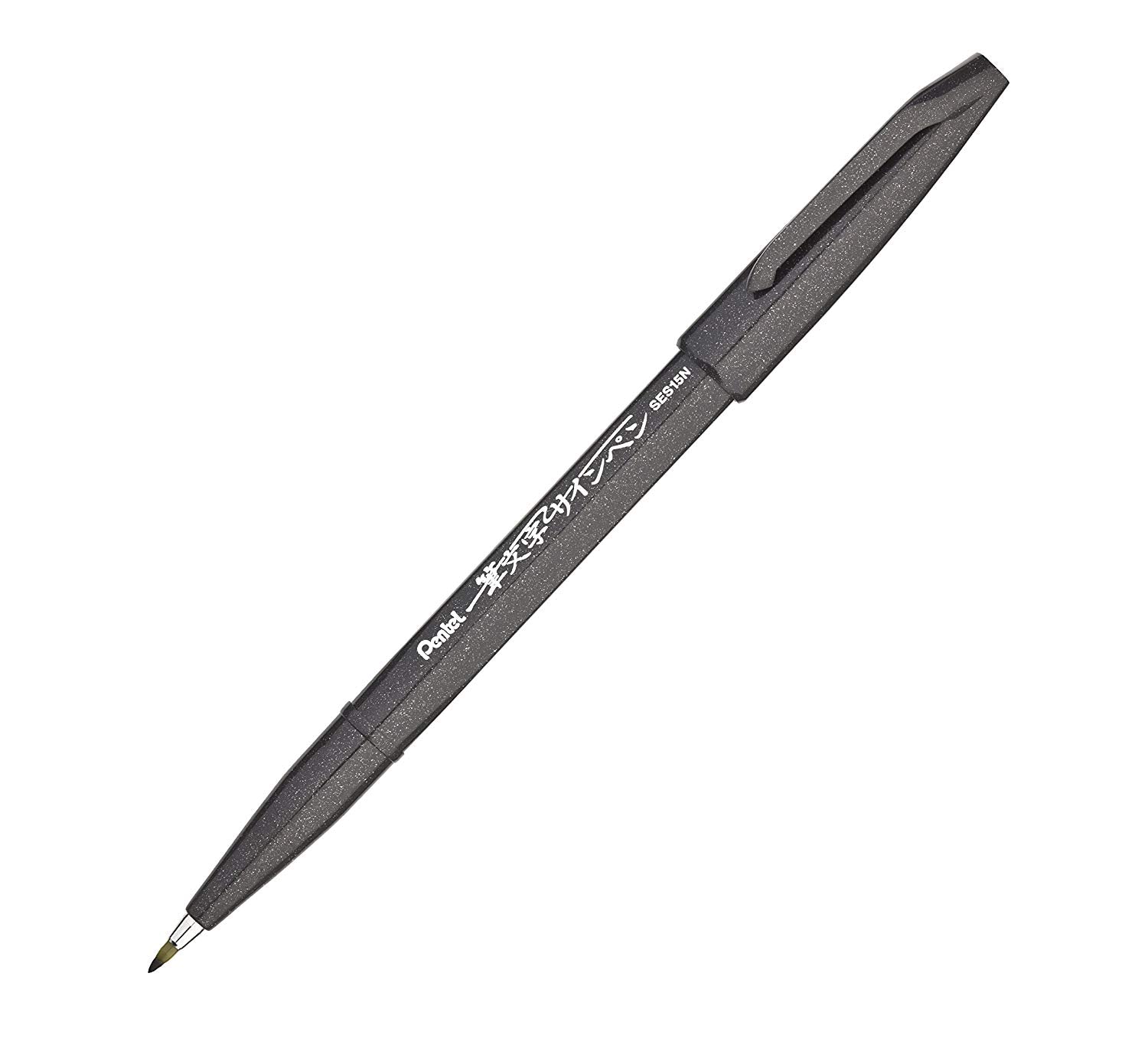 Pentel SES15-NA Arts Sign Pen Touch, Fude Brush Tip, Black Ink, Dozen Box