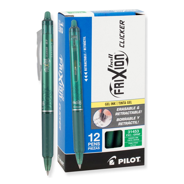 Pilot FriXion Pack of 12 Erasable Ball Pens - Green | Ballpoint Pens | YPO
