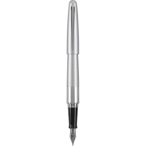 Pilot Metropolitan Collection Fountain Pen, Classic Design, Medium Nib, Black Ink Silver Barrel (91108) 