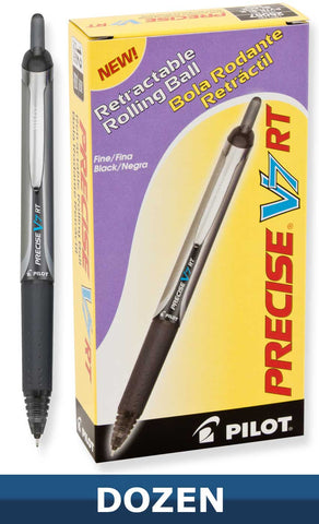 Pilot Precise V7 Retractable Rolling Ball Pens with Liquid Ink, 0.7mm, Fine Point, Dozen Box