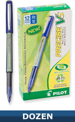 Pilot BeGreen Precise V5 Recycled Rolling Ball Stick Pens with Liquid Ink. 0.5mm Extra Fine Point, Dozen Box