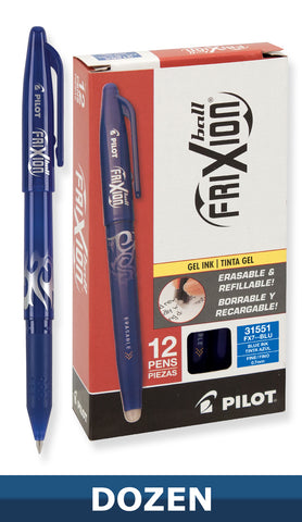 Pilot FriXion Ball Erasable Gel Pens, 0.7mm, Fine Point, Box of 12 Pens