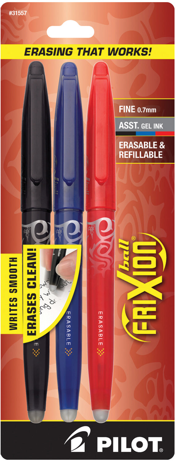 Pilot FriXion Ball Erasable Gel Pens, 0.7mm, Fine Point, Assorted Colors