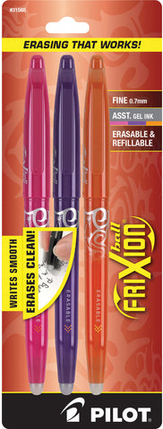 Pilot FriXion Ball Erasable Gel Pens, 0.7mm, Fine Point, Assorted Colors