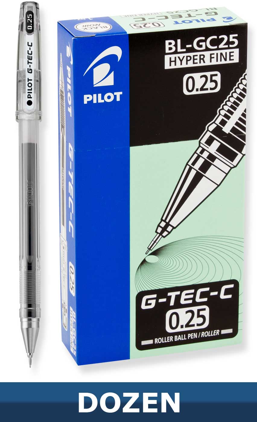 Pilot G-Tec-C Rolling Ball Stick Pens with Gel Ink, 0.25mm Hyper Fine –  Value Products Global