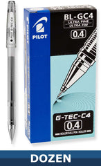 Pilot G-Tec-C Rolling Ball Stick Pens with Gel Ink, 0.4mm Ultra Fine Point, Dozen Box