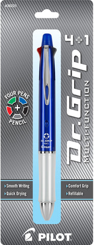 Pilot Dr. Grip 4+1 Multi-Function Ballpoint Pen/Pencil, 0.7mm Fine Pen Point, 0.5mm Lead Size