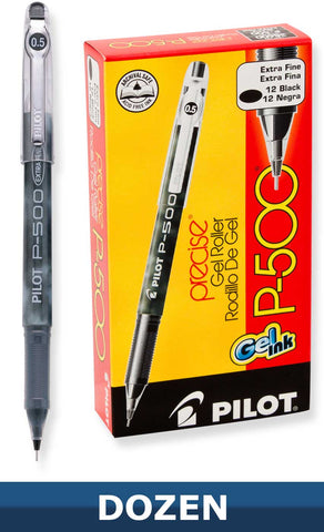 Pilot P-500 Precise Rolling Ball Stick Pens with Gel Ink, 0.5mm Extra Fine Point, Dozen Box