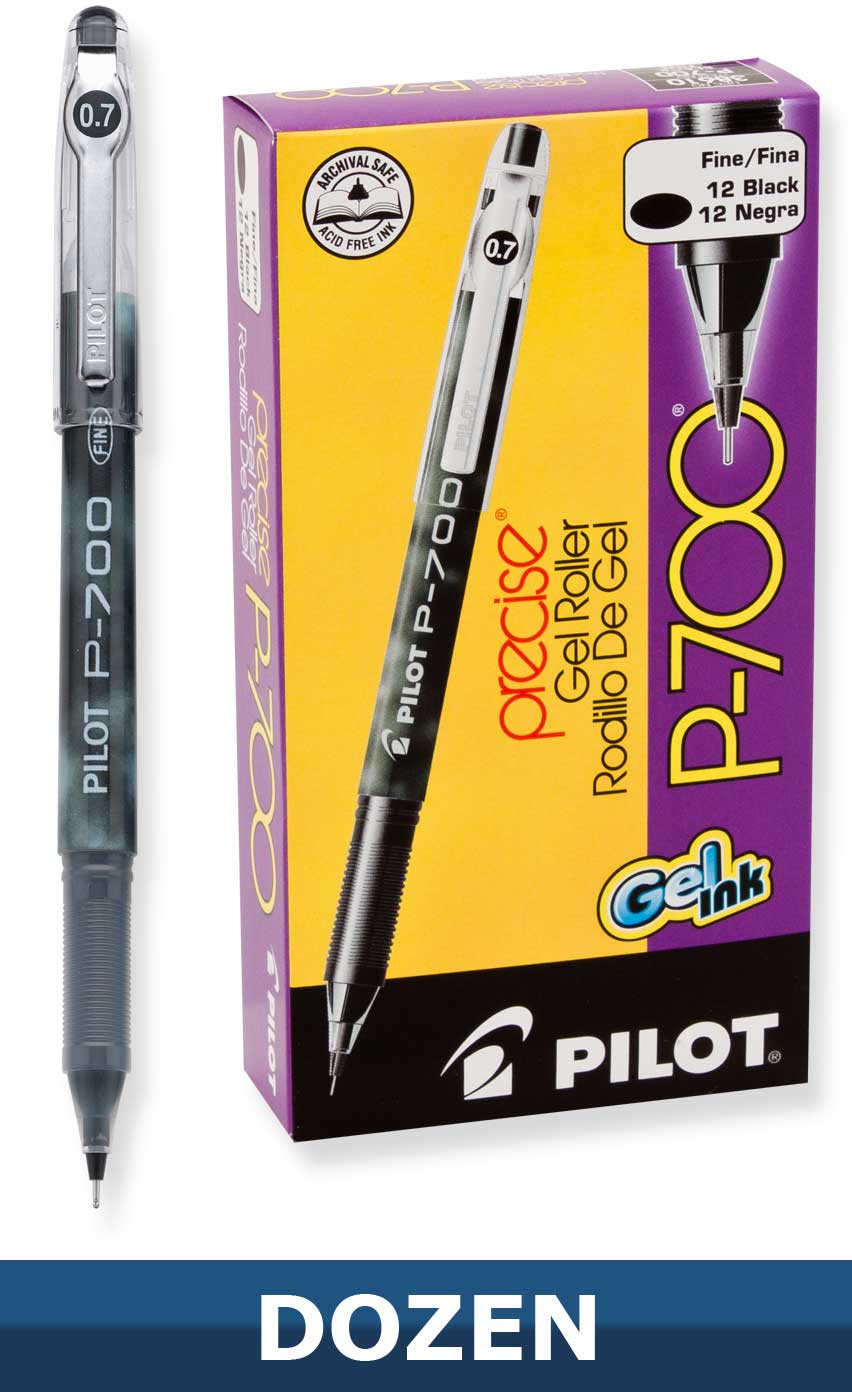 Pilot P-700 Precise Rolling Ball Stick Pens with Gel Ink, 0.7mm Fine Point, Dozen Box
