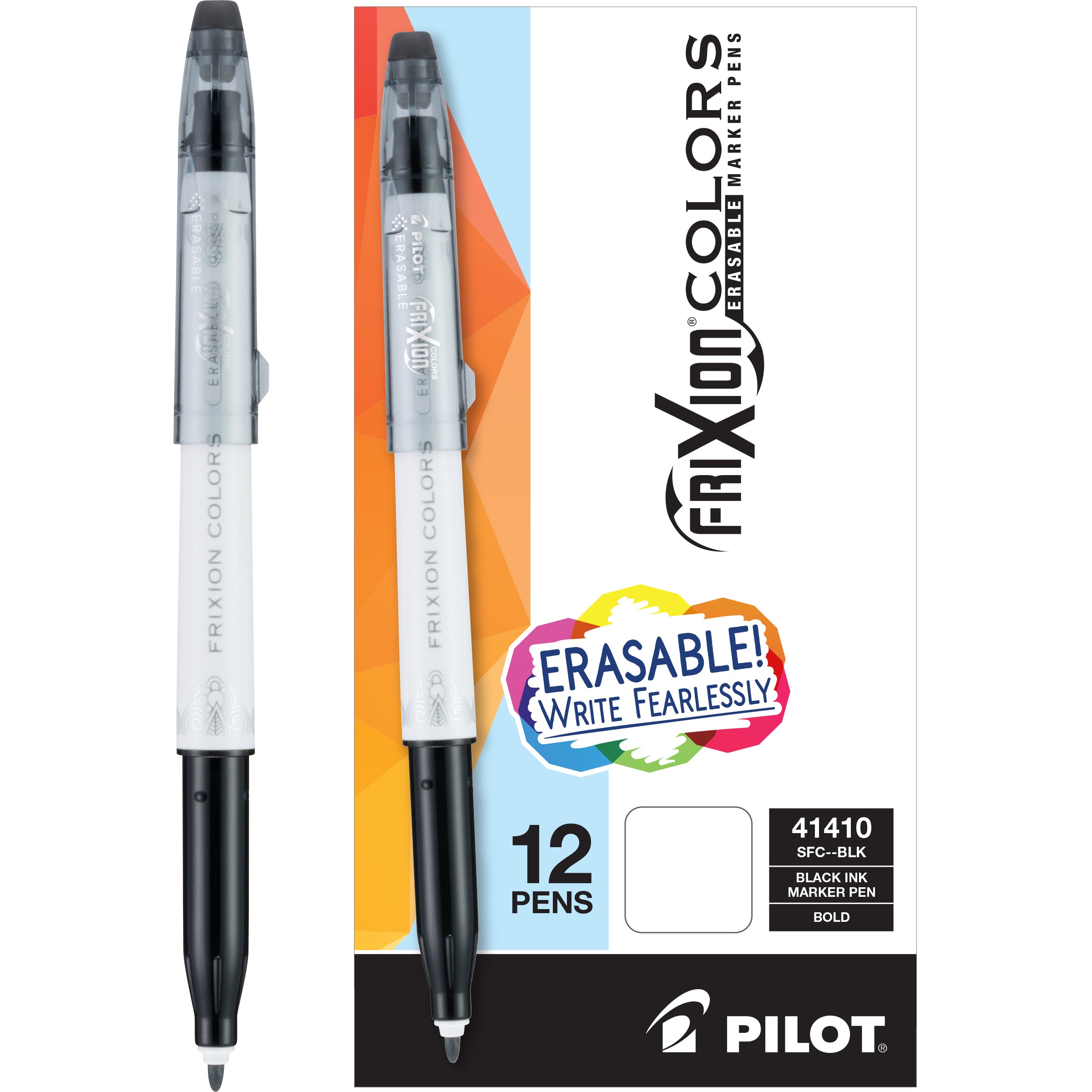 Pilot FriXion Colors Erasable Marker Pens, Bold Point, Dozen Box