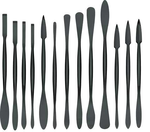 RGM High-Quality Professional Italian Black Sculpting Tools, Set of 13 Tempered Carbon Steel Tools  
