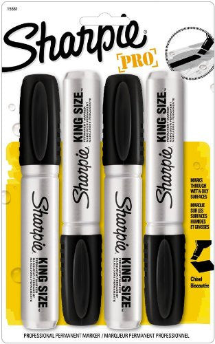 Sharpie King Size Permanent Markers, Black Ink, 4-Pack (15661PP