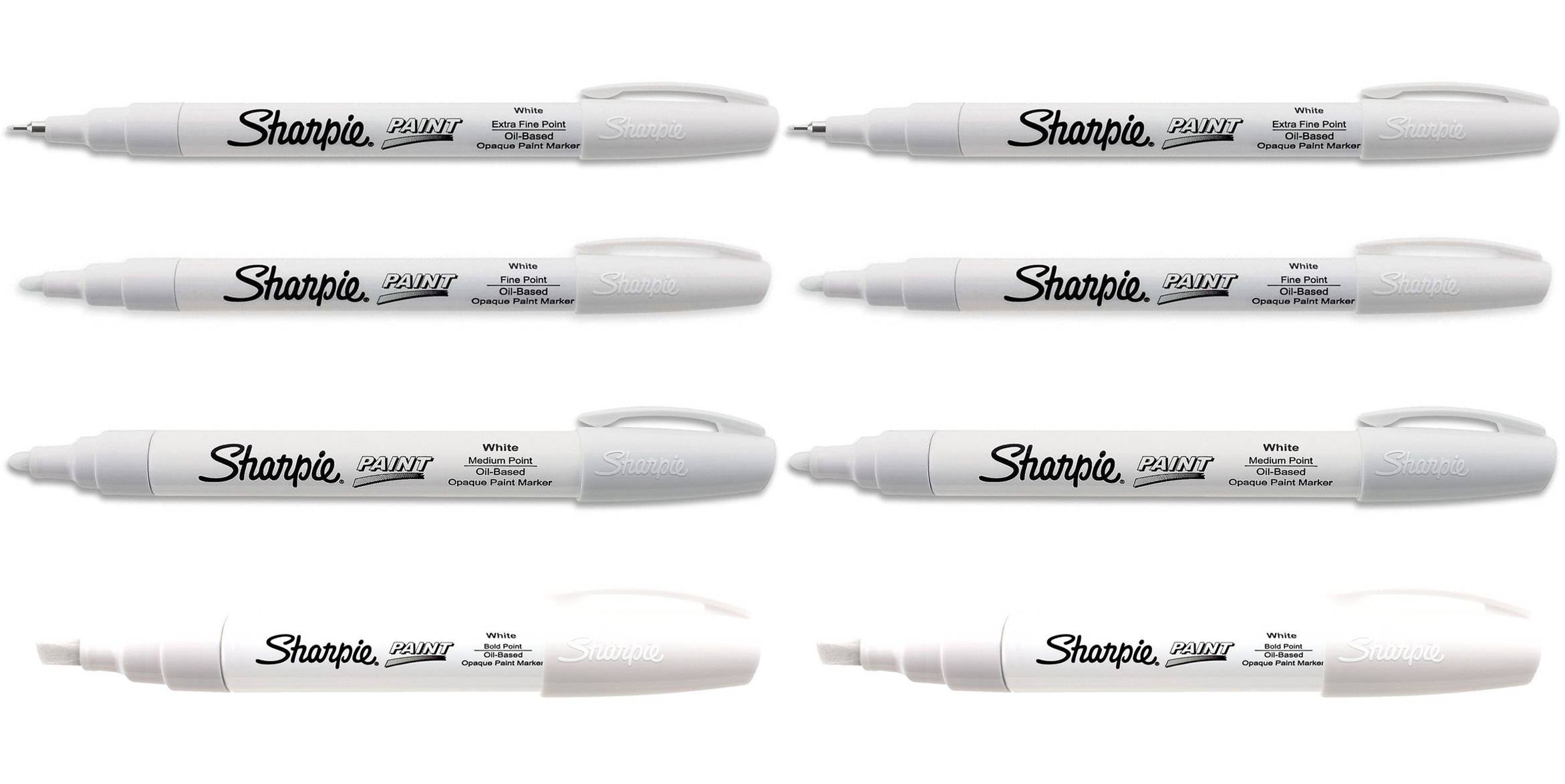 Sharpie Oil Based Paint Markers White, 2 Sets of All 4 Sizes