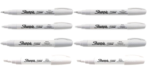Sharpie Oil Based Paint Markers White, 2 Sets of All 4 Sizes