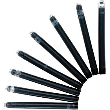 Waterman 52021W Fountain Pen Ink Cartridges, 8-Pack, Carded, Intense Black