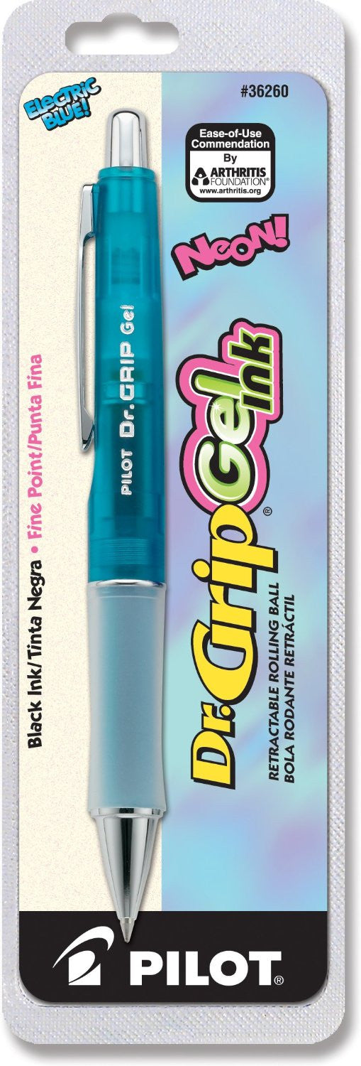 Pilot Dr. Grip Gel Ink Retractable Rolling Ball Pen, Fine Point, Black Ink, Single Pen