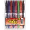 Pilot 31569 FriXion Ball Erasable Gel Pens, Fine Point, 8-Pack Pouch, Black/Blue/Red/Pink/Purple/Orange/Lime/Brown Inks