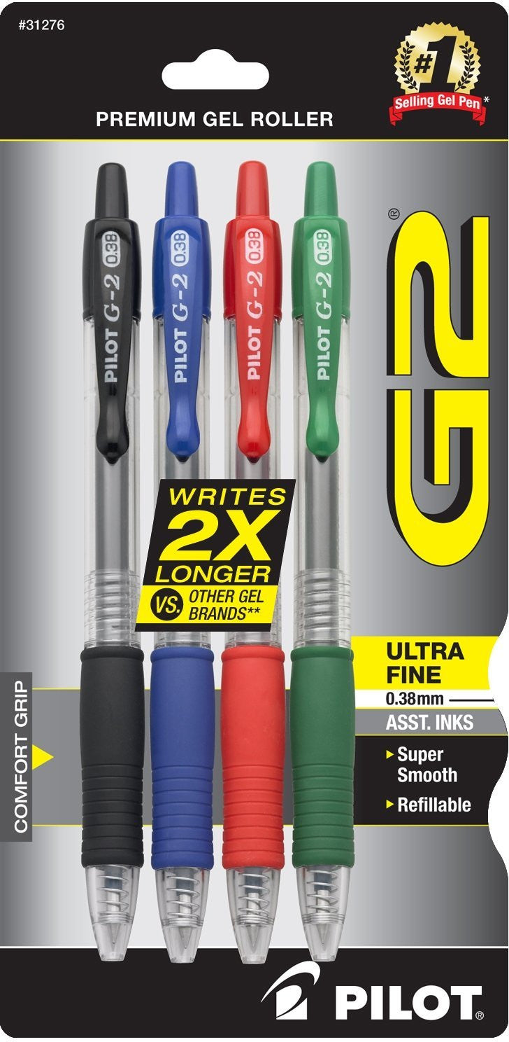 Pilot 31276 G2 Retractable Premium Gel Ink Roller Ball Pens, Ultra