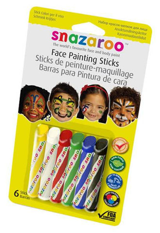 Snazaroo Face Painting Sticks 6-Pack Green/White/Red/Yellow/Blue/Black (1160600)