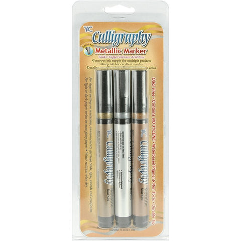 Yasutomo 2mm Tip Calligraphy Metallic Markers, Assorted Colors (NSC703M)